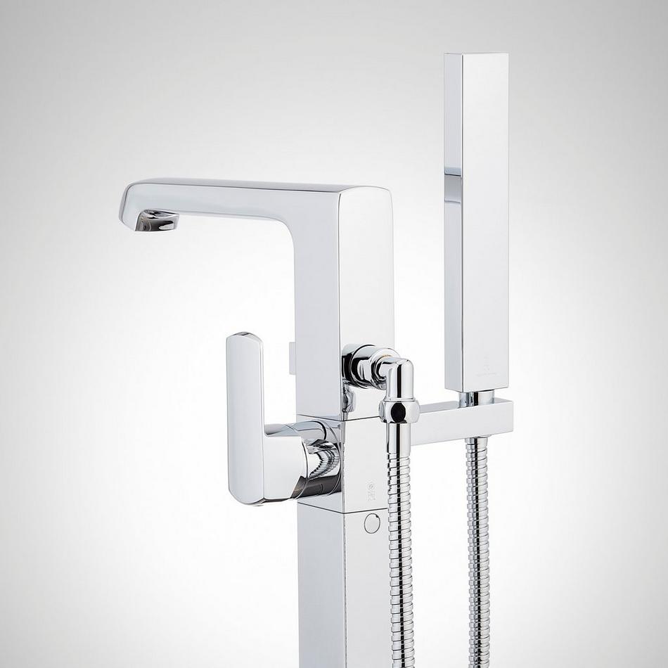 Sefina Freestanding Tub Faucet with Hand Shower and Rough-In Valve Less Stops - Chrome, , large image number 2