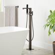 Sefina Freestanding Tub Faucet with Hand Shower and Rough-In Valve with Stops - Gunmetal, , large image number 0