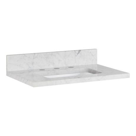 25" x 19" 3cm Narrow Marble Vanity Top with Rectangular Undermount Sink - Widespread - Carrara