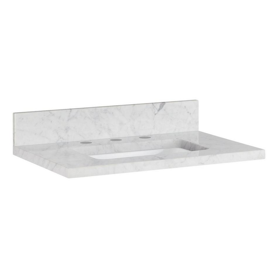 25" x 19" 3cm Narrow Marble Vanity Top with Rectangular Undermount Sink - Widespread - Carrara, , large image number 0