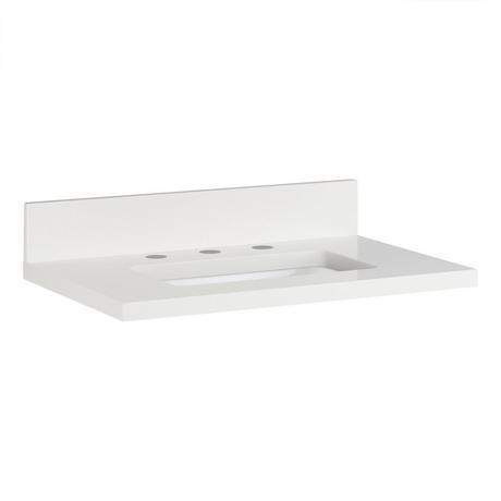 25" x 19" 3cm Narrow Quartz Vanity Top with Rectangular Undermount Sink - Widespread - Arctic White