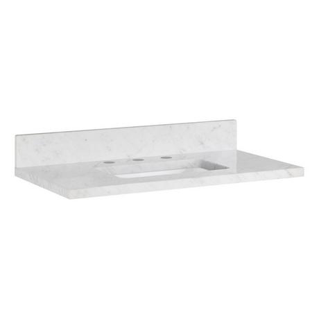 31" x 19" 3cm Narrow Marble Vanity Top with Rectangular Undermount Sink - Widespread - Carrara