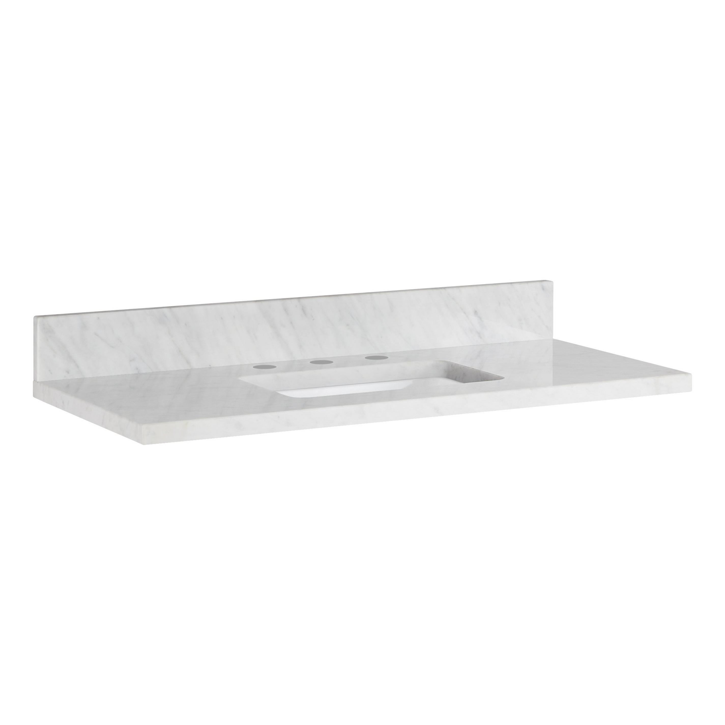 37" x 19" 3cm Narrow Marble Vanity Top with Rectangular Undermount Sink
