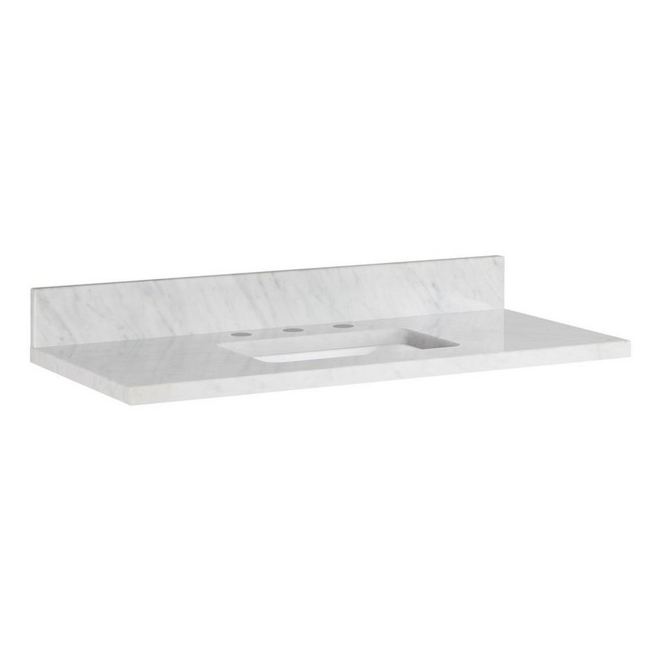 37" x 19" 3cm Narrow Marble Vanity Top with Rectangular Undermount Sink - Widespread - Carrara, , large image number 0
