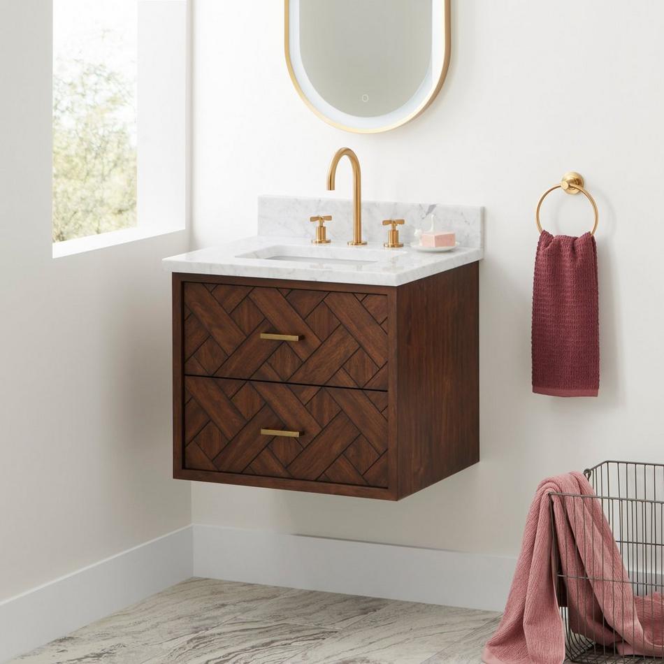 24" Patzi Wall-Mount Vanity with Rectangular Undermount Sink - Chocolate Bark Brown, , large image number 0