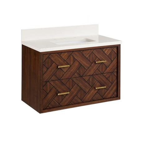 30" Patzi Wall-Mount Vanity with Rectangular Undermount Sink - Chocolate Bark Brown