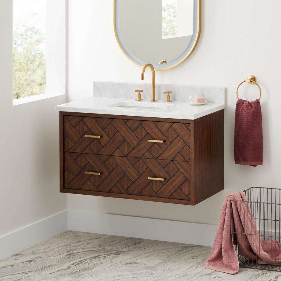 36" Patzi Wall-Mount Vanity with Rectangular Undermount Sink - Chocolate Bark Brown, , large image number 0