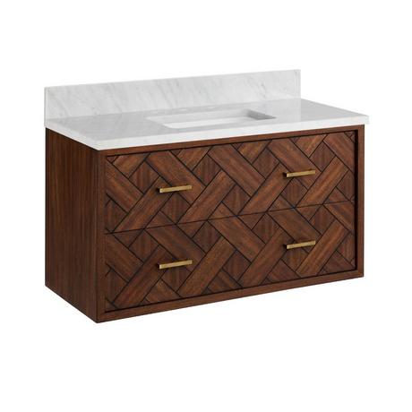 36" Patzi Wall-Mount Vanity with Rectangular Undermount Sink - Chocolate Bark Brown