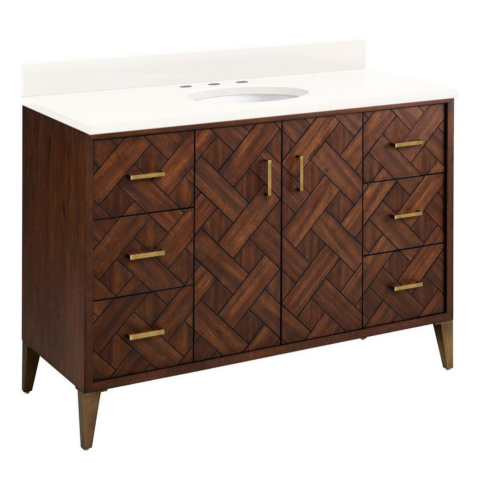48" Patzi Vanity with Undermount Sink - Chocolate Bark Brown - Arctic White Quartz - Widespread, , large image number 1