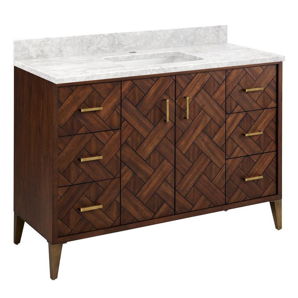 48" Patzi Vanity with Rectangular Undermount Sink - Chocolate Bark Brown - Carrara - Single Hole, , large image number 0