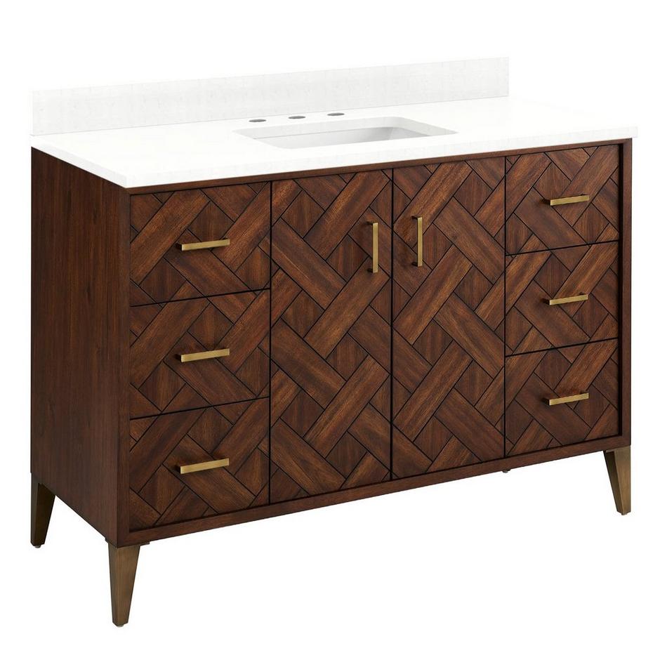 48" Patzi Vanity with Rectangle Undermount Sink - Chocolate Bark Brown - Feathered White-Widespread, , large image number 0
