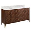 60" Patzi Double Vanity with Undermount Sinks - Chocolate Bark Brown - Carrara Marble - Widespread, , large image number 0