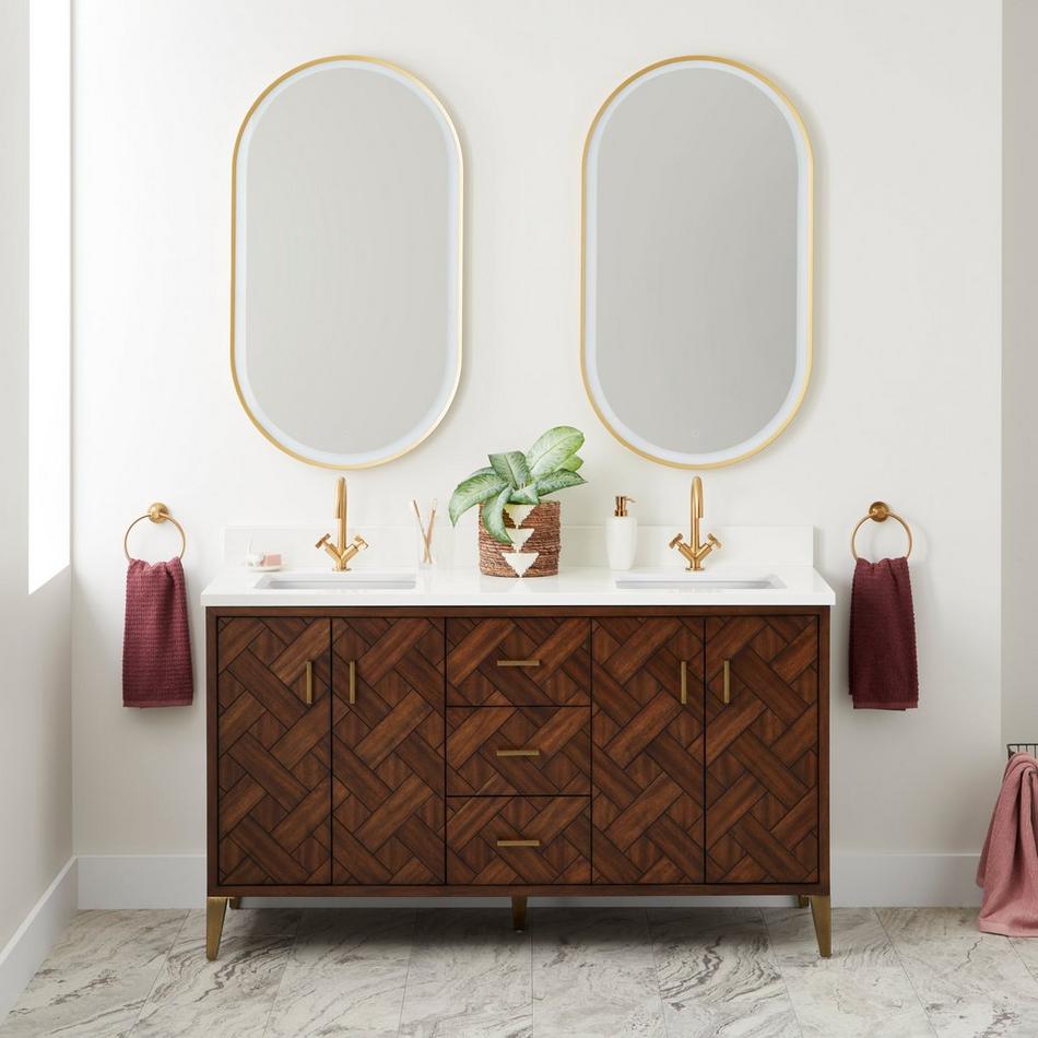 60" Patzi Double Vanity with Rectangular Undermount Sinks - Chocolate Bark Brown, , large image number 2