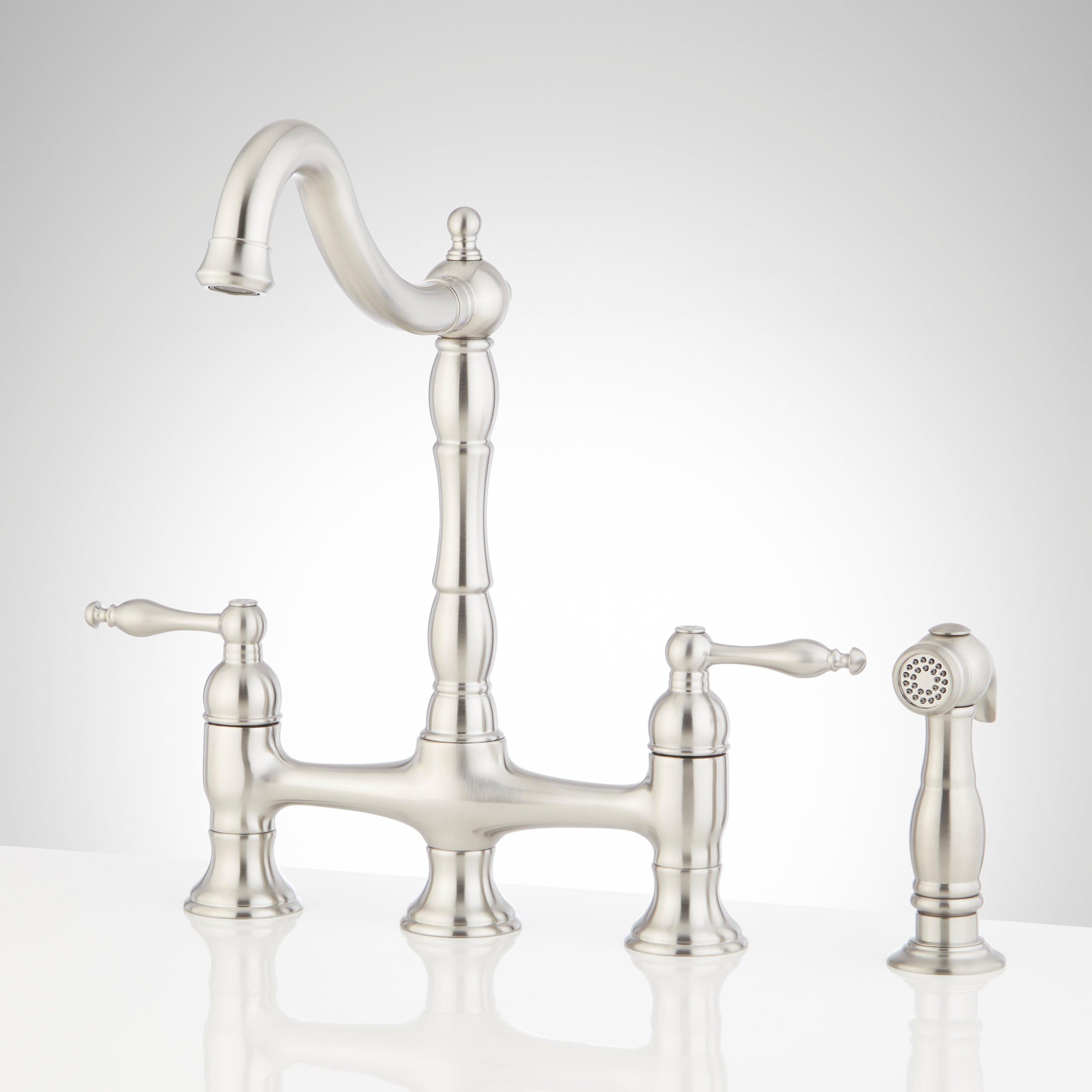 Delacour Bridge Kitchen Faucet with Side Spray | Signature Hardware