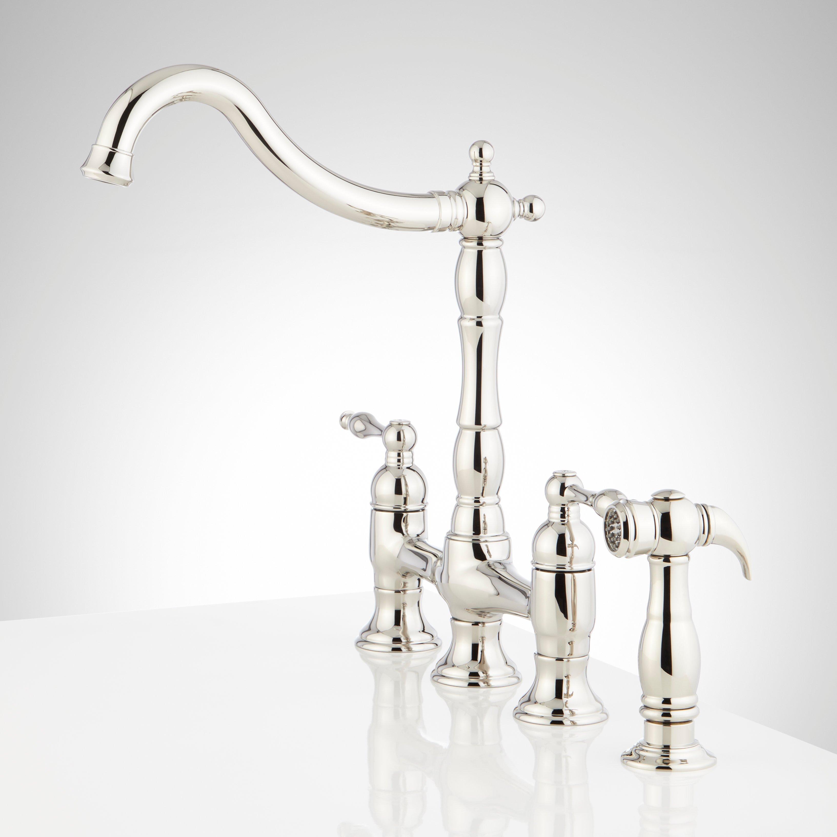 Delacour Bridge Kitchen Faucet with Side Spray | Signature Hardware