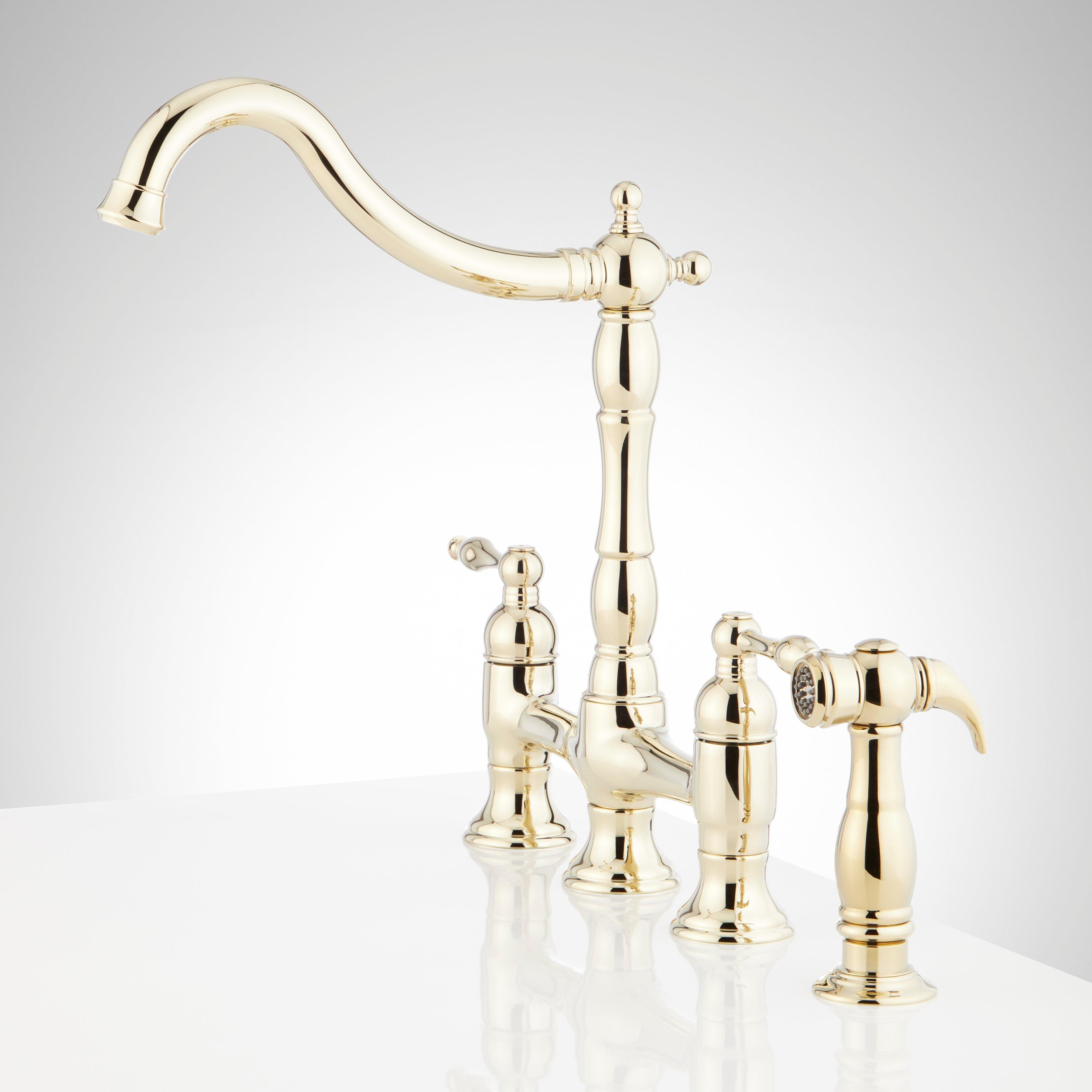 Delacour Bridge Kitchen Faucet with Side Spray | Signature Hardware