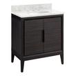 30" Aliso Teak Vanity with Undermount Sink - Charred Timber Black - Carrara Marble - Widespread, , large image number 0