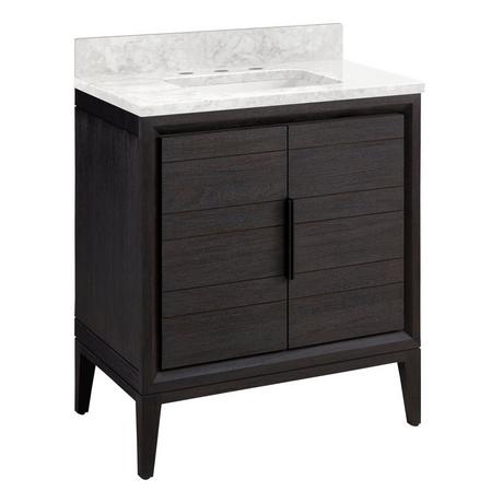 30" Aliso Teak Vanity for Rectangular Undermount Sink - Charred Timber Black