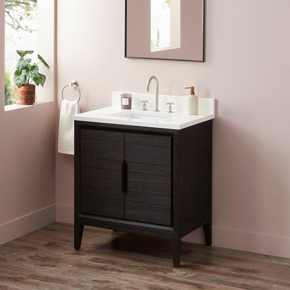 30" Aliso Teak Vanity for Rectangular Undermount Sink - Charred Timber Black, , large image number 0