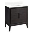 30" Aliso Teak Vanity with Rectangle Undermount Sink - Charred Timber Black - Feathered White-1 Hole, , large image number 0