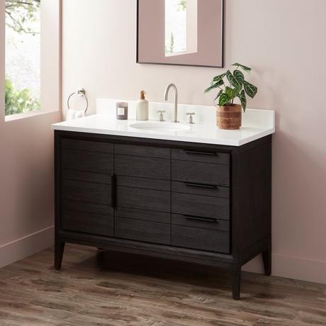 48" Aliso Teak Vanity for Undermount Sink - Charred Timber Black