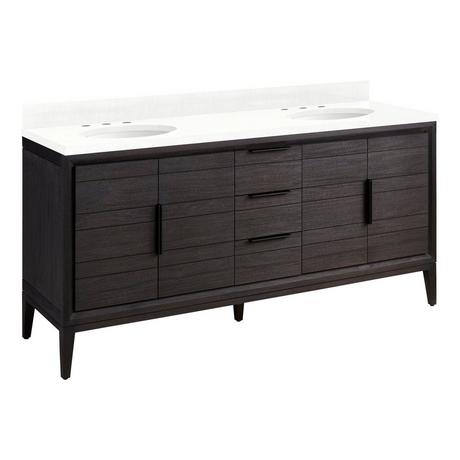 72" Aliso Teak Vanity for Undermount Sink - Charred Timber Black