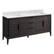 72" Aliso Teak Vanity with Rectangle Undermount Sink - Charred Timber Black - Carrara - Single Hole, , large image number 0