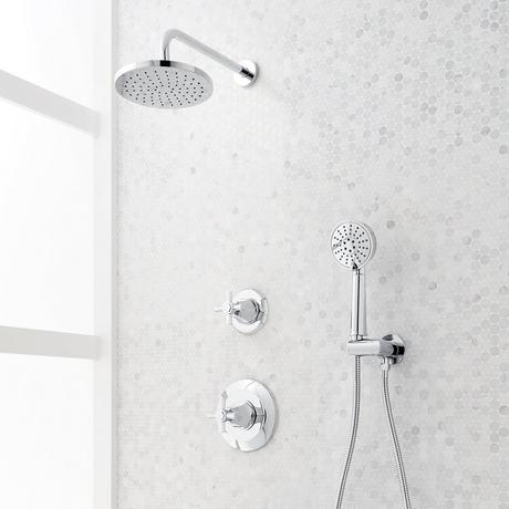 Elita Pressure Balance Shower System with Hand Shower - Cross Handles