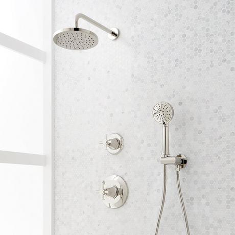 Elita Pressure Balance Shower System with Hand Shower - Cross Handles