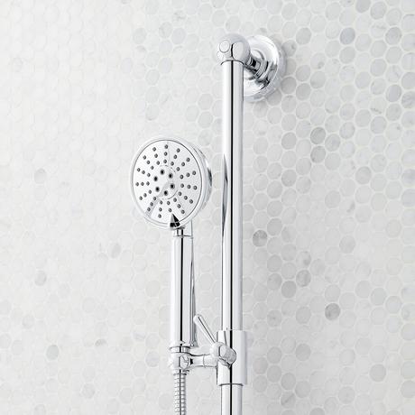 Elita Pressure Balance Shower System with Slide Bar and Hand Shower - Cross Handles