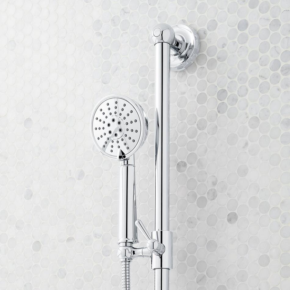 Elita Pressure Balance Shower System with Slide Bar and Hand Shower - Cross Handles - Chrome, , large image number 4