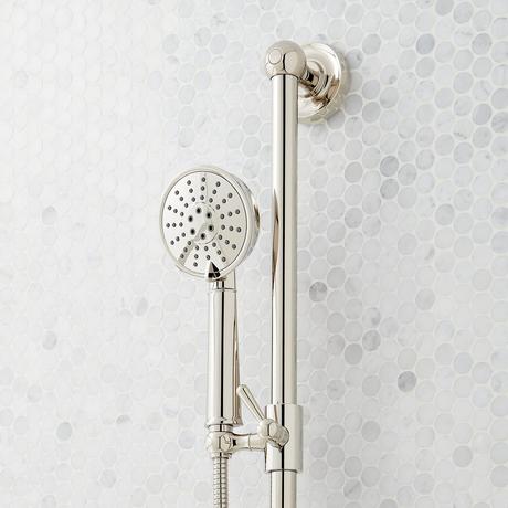 Elita Pressure Balance Shower System with Slide Bar and Hand Shower - Cross Handles