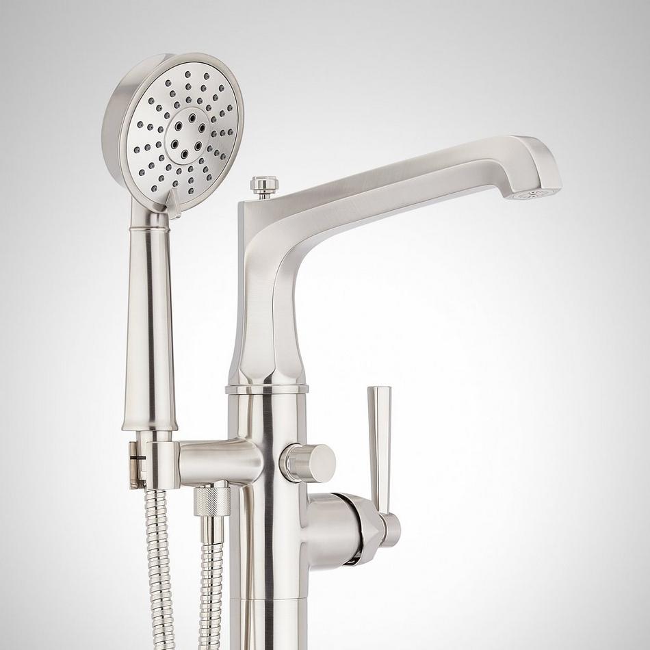 Elita Freestanding Tub Faucet with Hand Shower and Rough-In Valve Less Stops - Lever-Brushed Nickel, , large image number 2