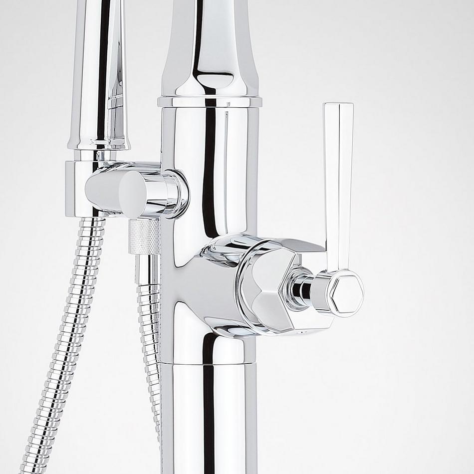 Elita Freestanding Tub Faucet with Hand Shower and Rough-In Valve with Stops - Lever Handle - Chrome, , large image number 3