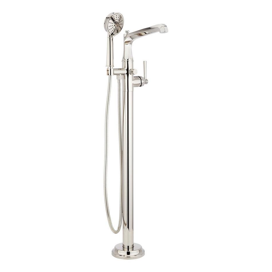 Elita Freestanding Tub Faucet with Hand Shower and Rough-In Valve with Stops - Lever-Polished Nickel, , large image number 1