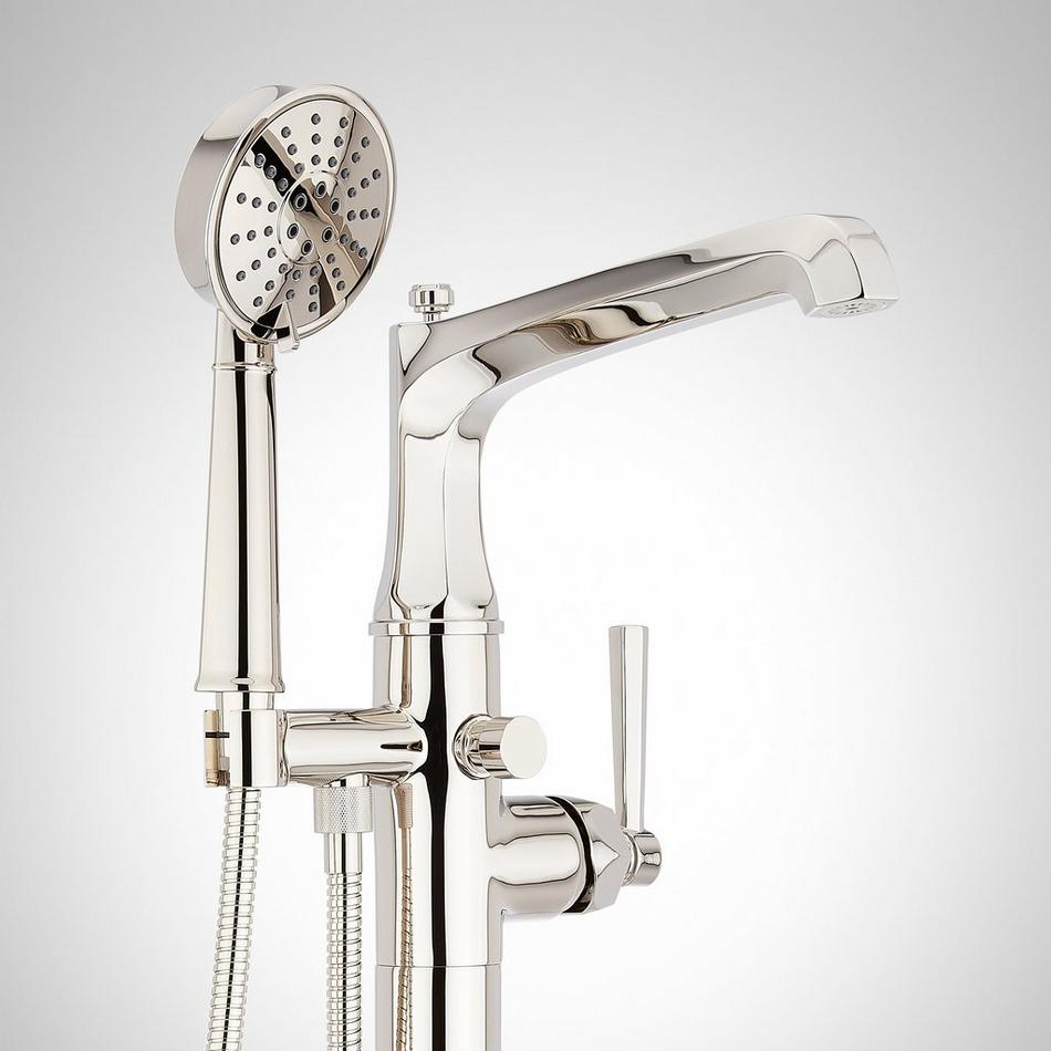Elita Freestanding Tub Faucet with Hand Shower and Rough-In Valve with Stops - Lever-Polished Nickel, , large image number 2