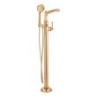Elita Freestanding Tub Faucet with Hand Shower and Rough-In Valve with Stops - Lever-Brushed Gold, , large image number 1