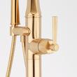 Elita Freestanding Tub Faucet with Hand Shower and Rough-In Valve with Stops - Lever-Brushed Gold, , large image number 3