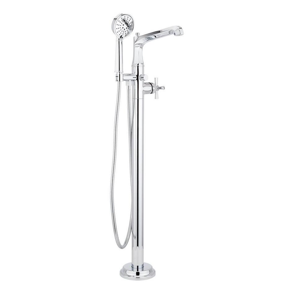 Elita Freestanding Tub Faucet with Hand Shower - Cross Handle - Chrome, , large image number 1