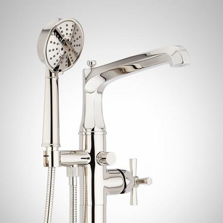 Elita Freestanding Tub Faucet with Hand Shower - Cross Handle