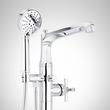 Elita Freestanding Tub Faucet with Hand Shower and Rough-In Valve Less Stops - Cross Handle - Chrome, , large image number 2
