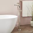 Elita Freestanding Tub Faucet with Hand Shower and Rough-In Valve Less Stops - Cross-Polished Nickel, , large image number 0
