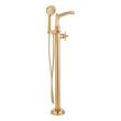 Elita Freestanding Tub Faucet with Hand Shower and Rough-In Valve Less Stops - Cross-Brushed Gold, , large image number 1