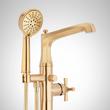 Elita Freestanding Tub Faucet with Hand Shower and Rough-In Valve Less Stops - Cross-Brushed Gold, , large image number 2