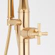 Elita Freestanding Tub Faucet with Hand Shower and Rough-In Valve Less Stops - Cross-Brushed Gold, , large image number 3