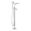 Elita Freestanding Tub Faucet with Hand Shower and Rough-In Valve with Stops - Cross Handle - Chrome, , large image number 1