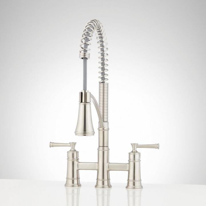 Beasley Bridge Kitchen Faucet with Pull-Down Spring Spout in Stainless Steel