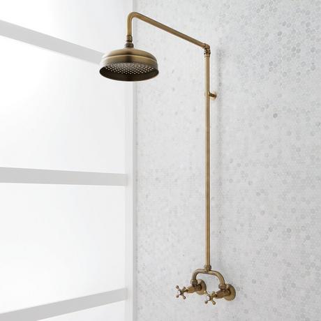 Baudette Exposed Pipe Wall-Mount Shower With Rainfall Shower Head