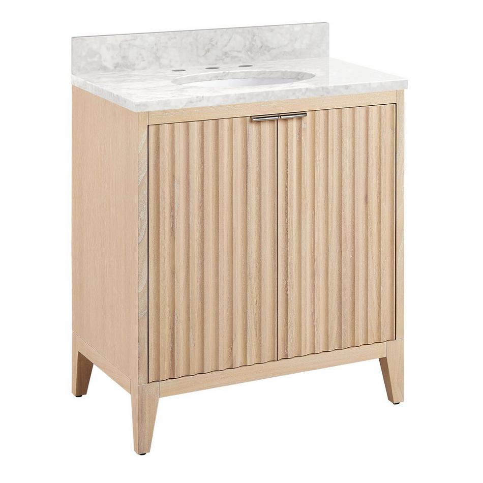 30" Bayliss Vanity with Undermount Sink - Stoneware White - Carrara Marble - Widespread, , large image number 0