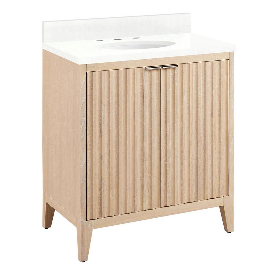 30" Bayliss Vanity with Undermount Sink - Stoneware White - Feathered White Quartz - Widespread, , large image number 0